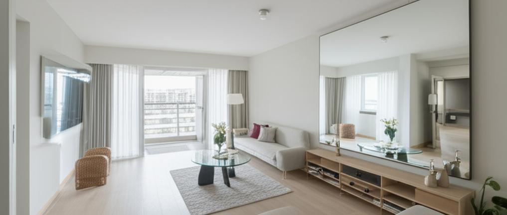 7 trików na optyczne powiększenie minimalistycznego salonu